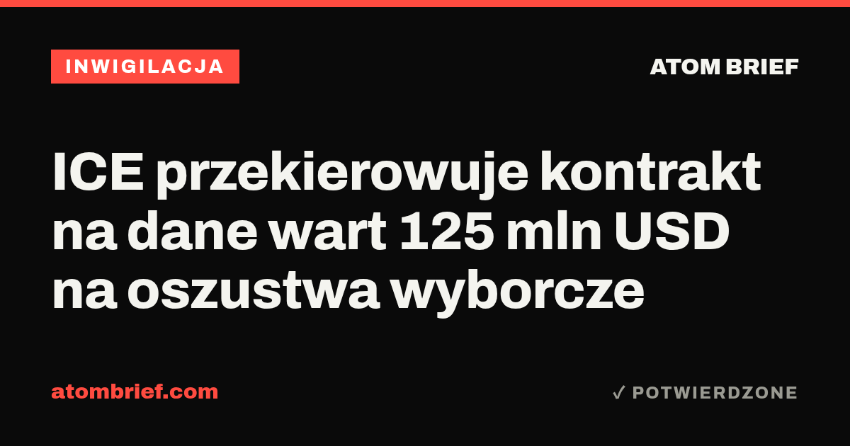 ICE przekierowuje kontrakt na dane wart 125 mln USD na oszustwa wyborcze