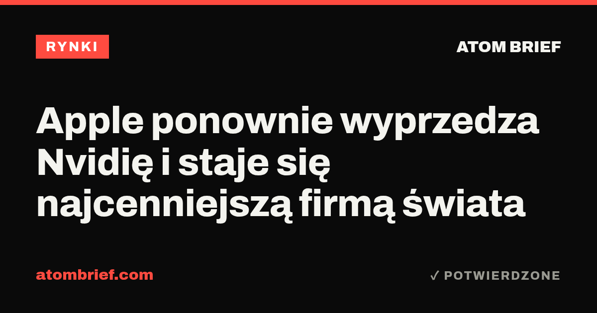 Apple ponownie wyprzedza Nvidię i staje się najcenniejszą firmą świata