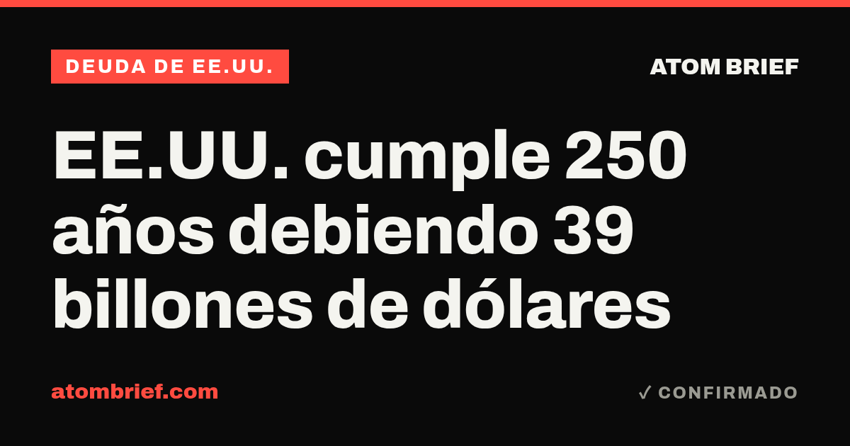 EE.UU. cumple 250 años debiendo 39 billones de dólares