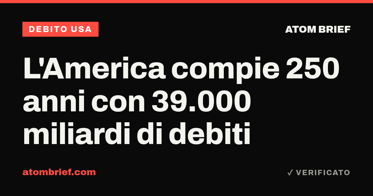L'America compie 250 anni con 39.000 miliardi di debiti