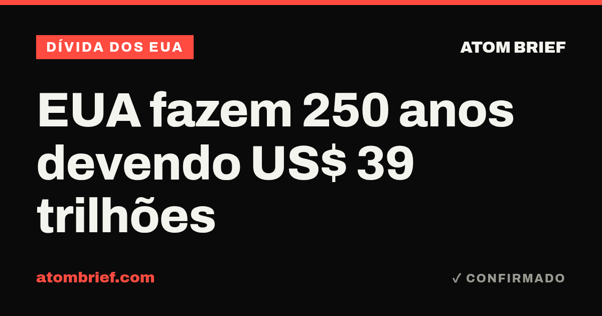 EUA fazem 250 anos devendo US$ 39 trilhões