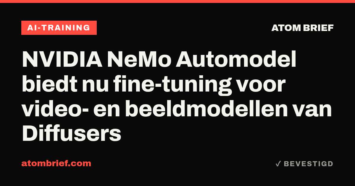 NVIDIA NeMo Automodel biedt nu fine-tuning voor video- en beeldmodellen van Diffusers