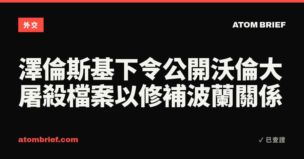 澤倫斯基下令公開沃倫大屠殺檔案以修補波蘭關係