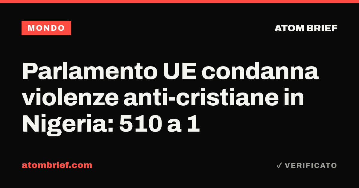 Parlamento UE condanna violenze anti-cristiane in Nigeria: 510 a 1