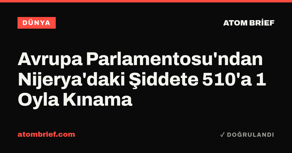 Avrupa Parlamentosu'ndan Nijerya'daki Şiddete 510'a 1 Oyla Kınama