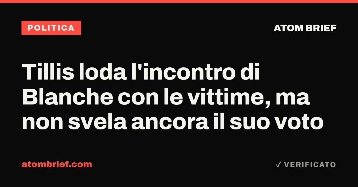 Tillis loda l'incontro di Blanche con le vittime, ma non svela ancora il suo voto