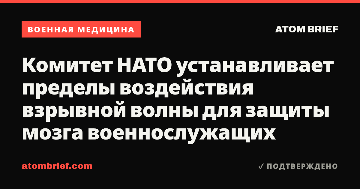 Комитет НАТО устанавливает пределы воздействия взрывной волны для защиты мозга военнослужащих