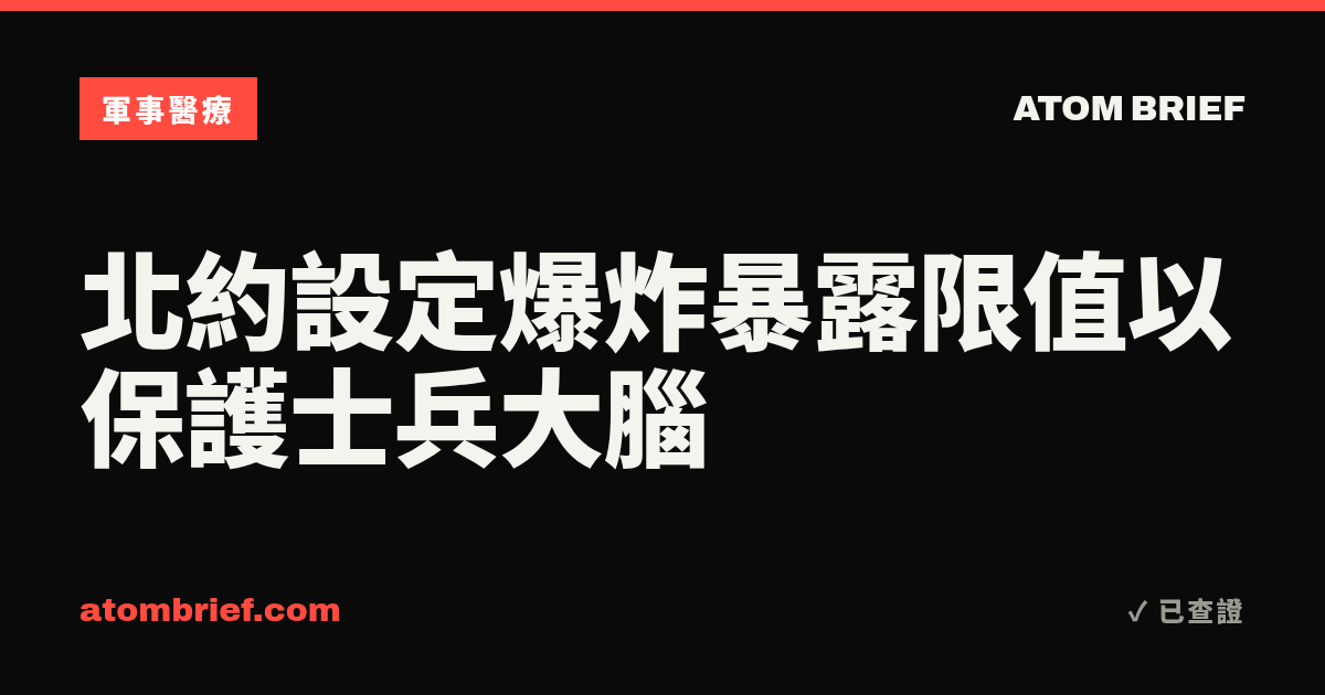 北約設定爆炸暴露限值以保護士兵大腦
