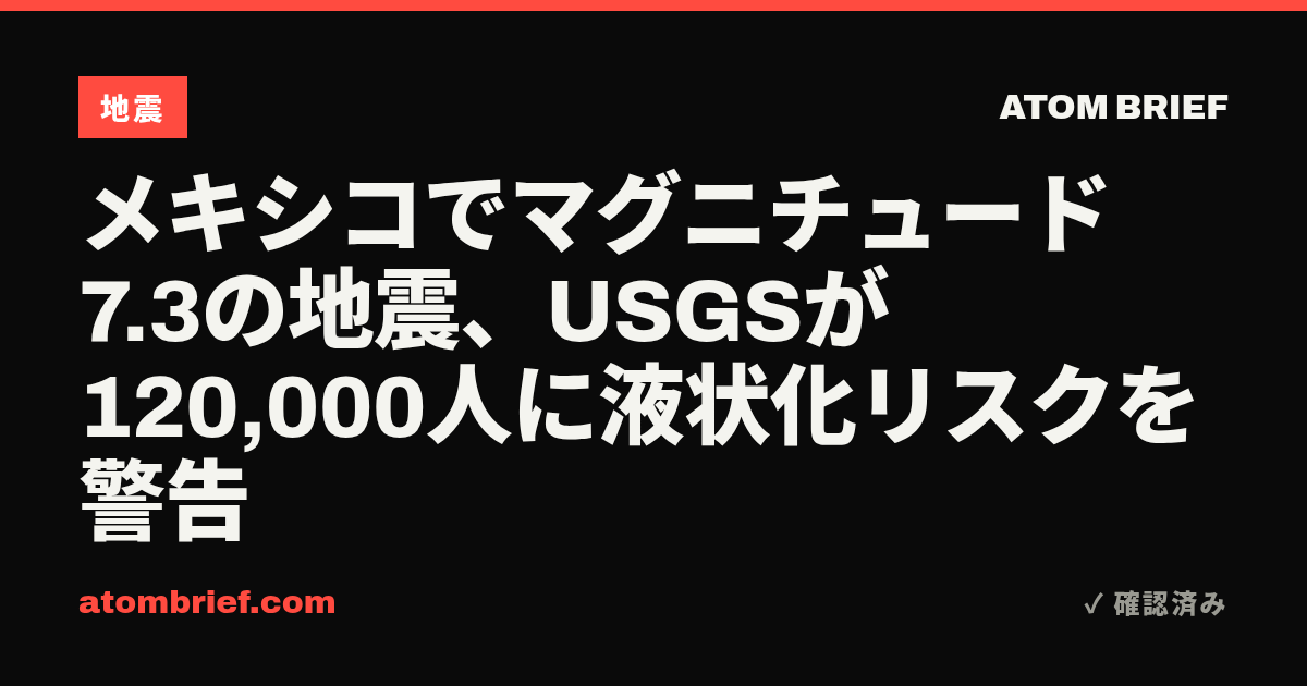 メキシコでマグニチュード7.3の地震、USGSが120,000人に液状化リスクを警告