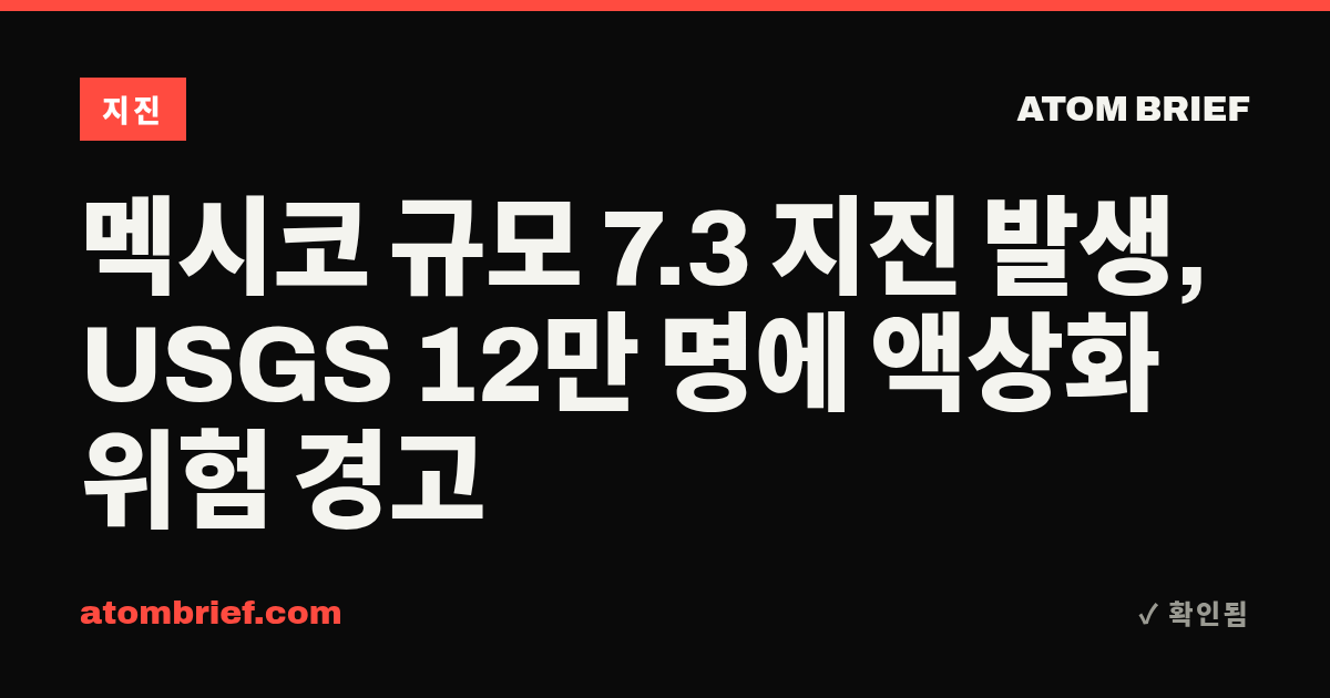 멕시코 규모 7.3 지진 발생, USGS 12만 명에 액상화 위험 경고