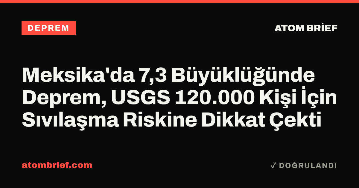 Meksika'da 7,3 Büyüklüğünde Deprem, USGS 120.000 Kişi İçin Sıvılaşma Riskine Dikkat Çekti