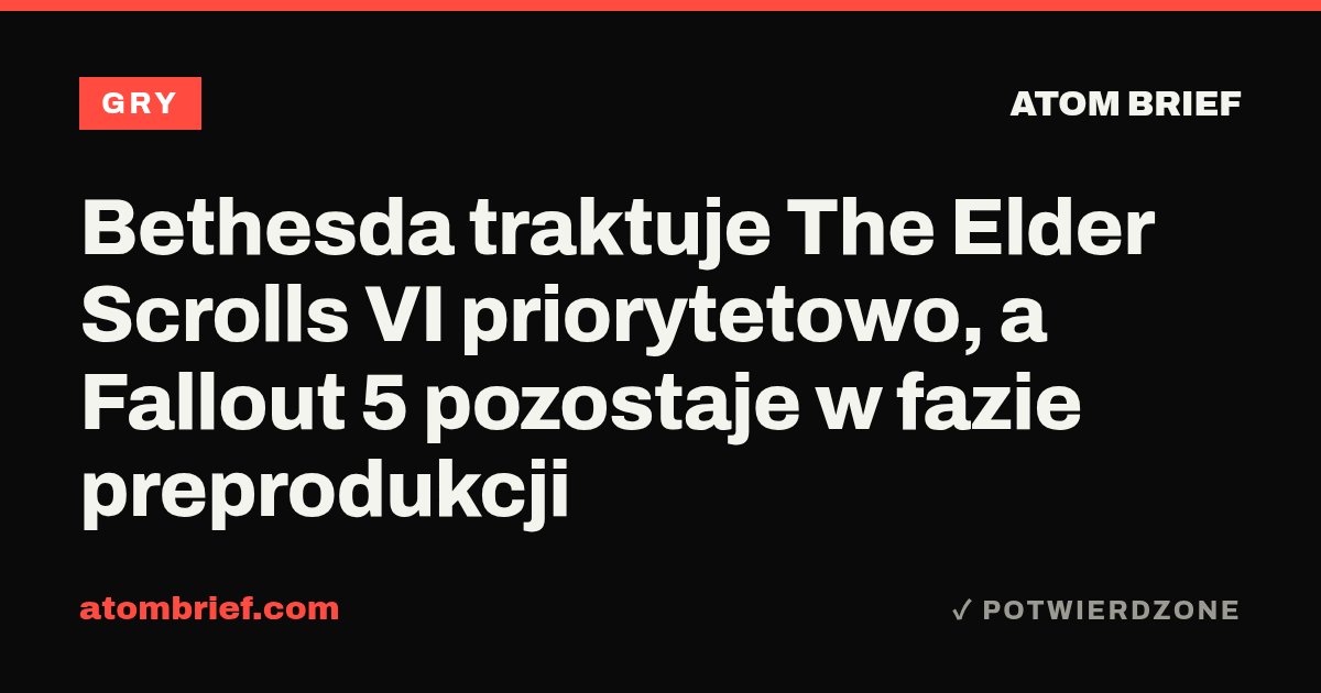 Bethesda traktuje The Elder Scrolls VI priorytetowo, a Fallout 5 pozostaje w fazie preprodukcji