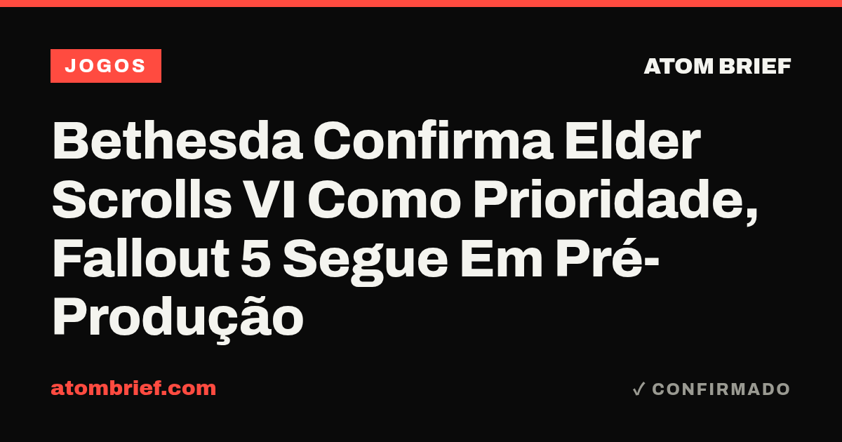 Bethesda Confirma Elder Scrolls VI Como Prioridade, Fallout 5 Segue Em Pré-Produção