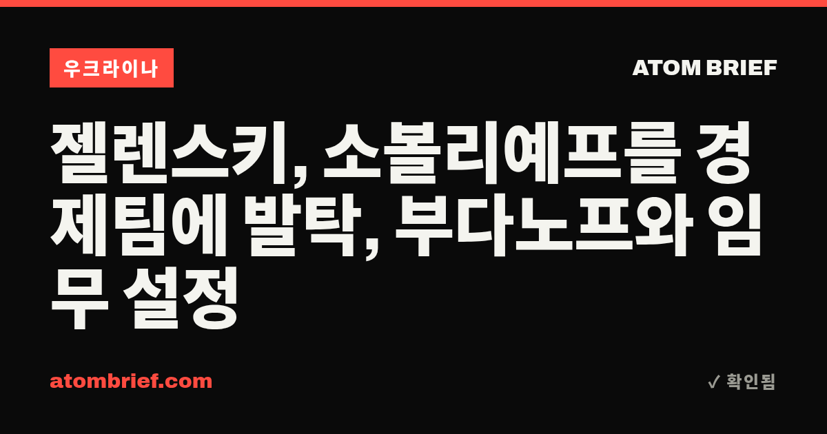 젤렌스키, 소볼리예프를 경제팀에 발탁, 부다노프와 임무 설정
