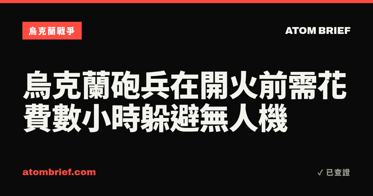烏克蘭砲兵在開火前需花費數小時躲避無人機