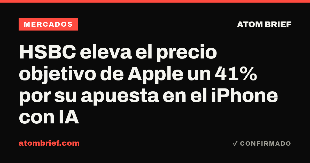HSBC eleva el precio objetivo de Apple un 41% por su apuesta en el iPhone con IA