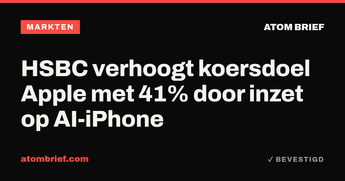 HSBC verhoogt koersdoel Apple met 41% door inzet op AI-iPhone