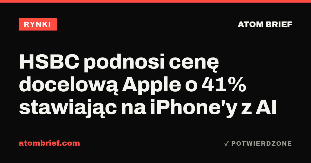 HSBC podnosi cenę docelową Apple o 41% stawiając na iPhone'y z AI