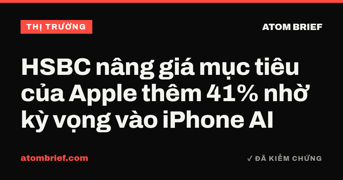 HSBC nâng giá mục tiêu của Apple thêm 41% nhờ kỳ vọng vào iPhone AI