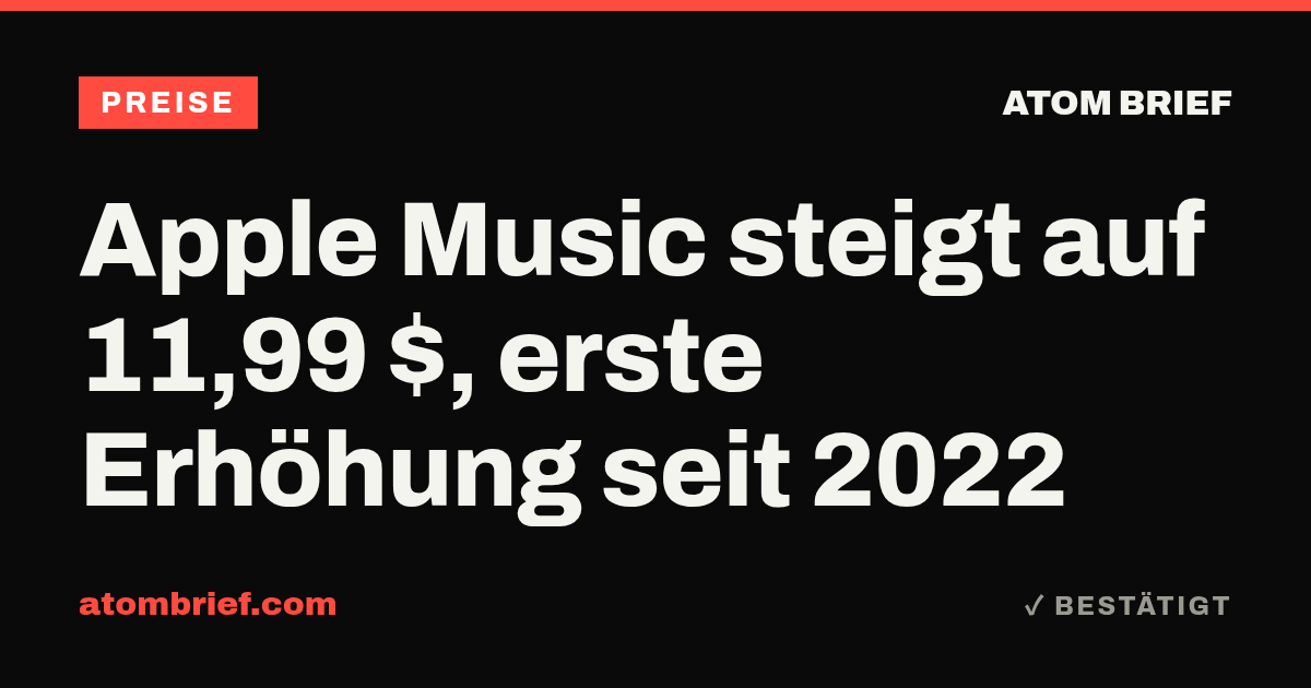 Apple Music steigt auf 11,99 $, erste Erhöhung seit 2022