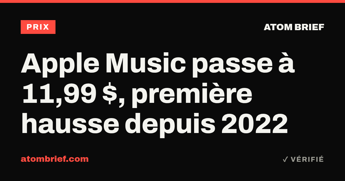 Apple Music passe à 11,99 $, première hausse depuis 2022
