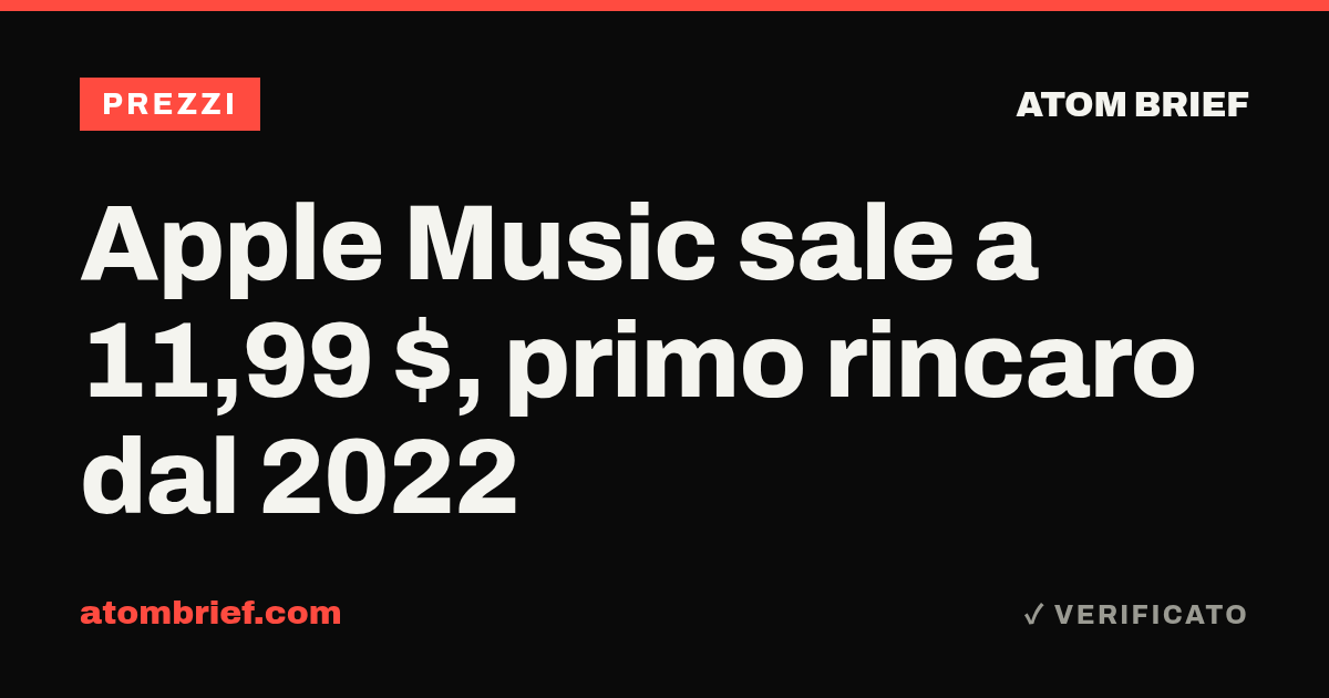 Apple Music sale a 11,99 $, primo rincaro dal 2022