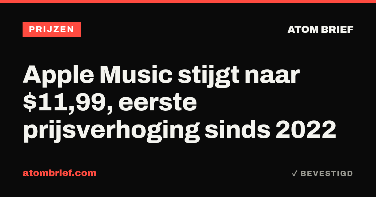 Apple Music stijgt naar $11,99, eerste prijsverhoging sinds 2022