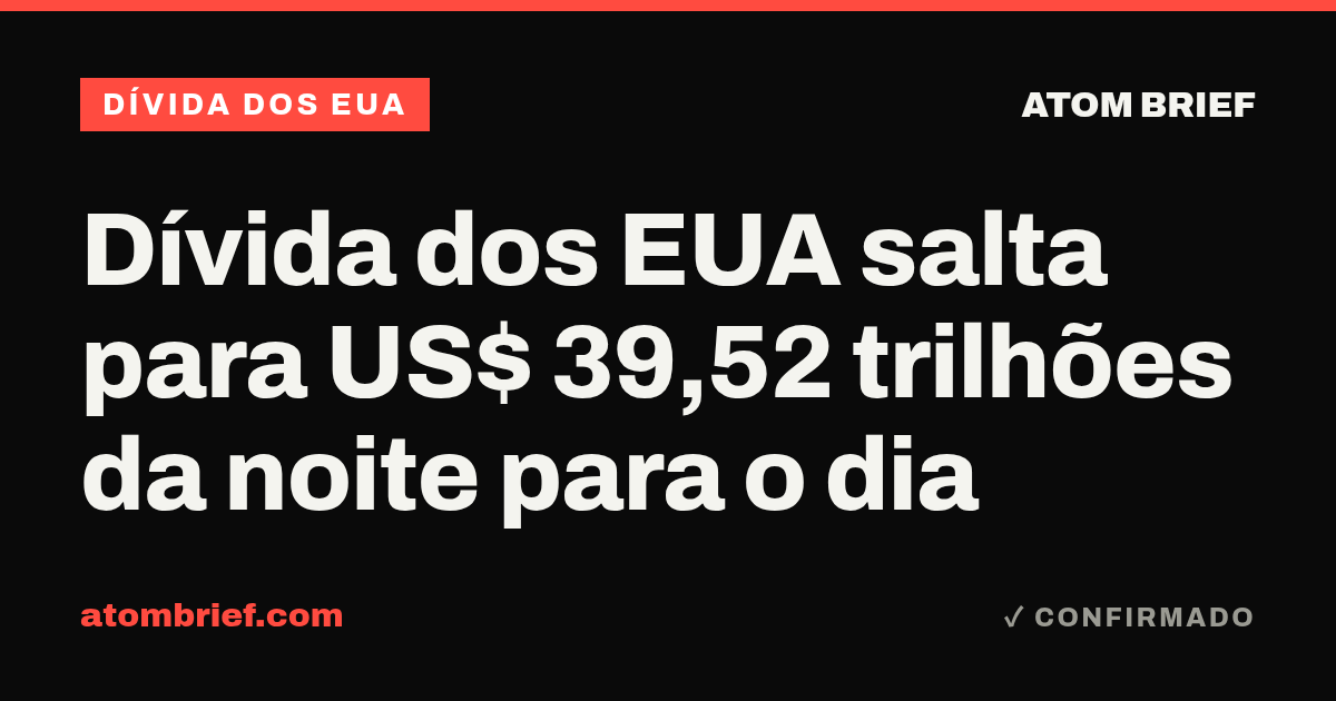 Dívida dos EUA salta para US$ 39,52 trilhões da noite para o dia