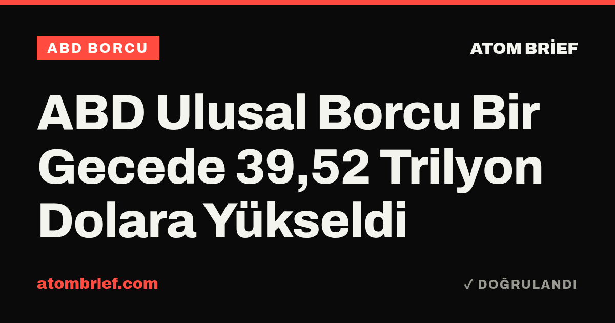 ABD Ulusal Borcu Bir Gecede 39,52 Trilyon Dolara Yükseldi