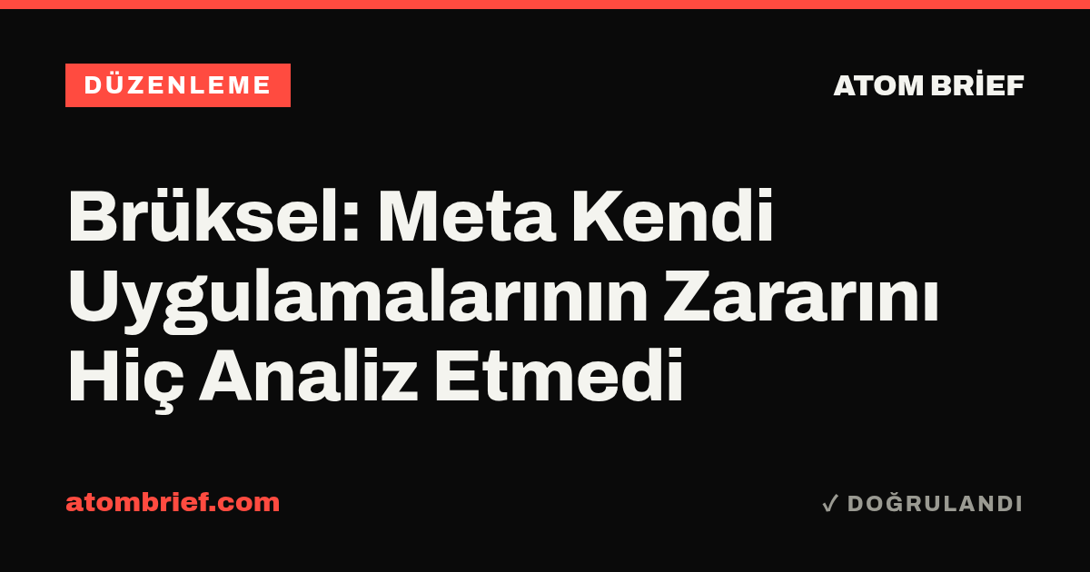 Brüksel: Meta Kendi Uygulamalarının Zararını Hiç Analiz Etmedi