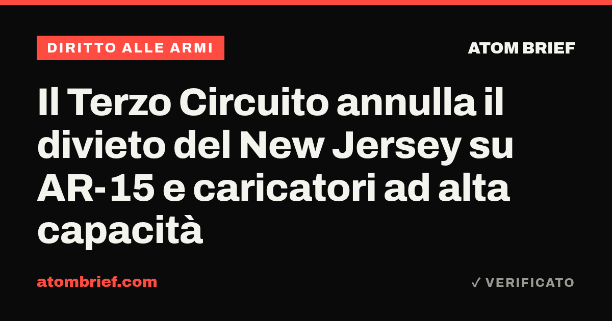 Il Terzo Circuito annulla il divieto del New Jersey su AR-15 e caricatori ad alta capacità