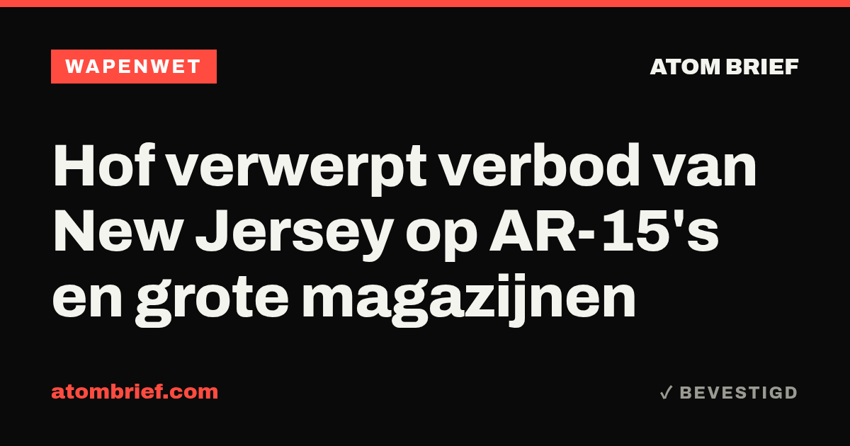 Hof verwerpt verbod van New Jersey op AR-15's en grote magazijnen