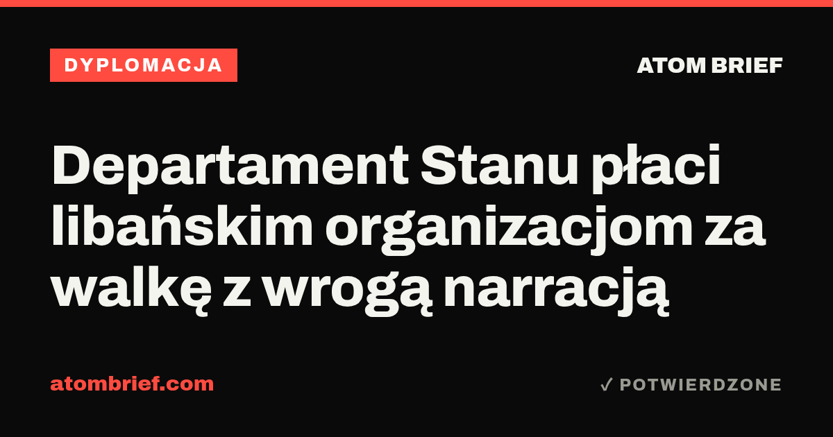 Departament Stanu płaci libańskim organizacjom za walkę z wrogą narracją