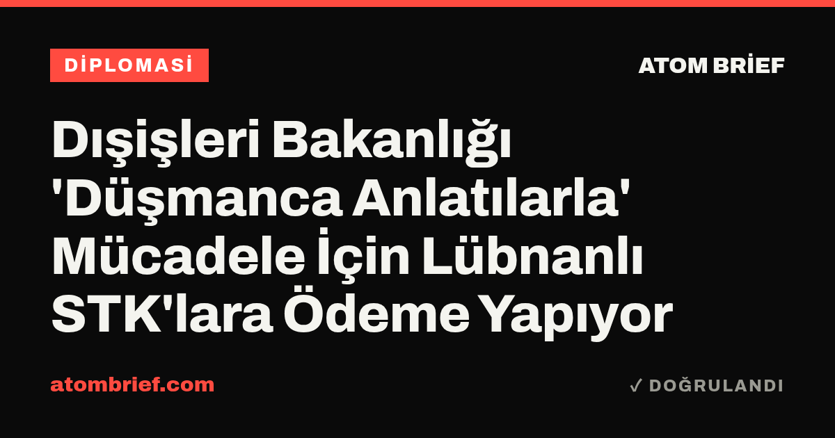 Dışişleri Bakanlığı 'Düşmanca Anlatılarla' Mücadele İçin Lübnanlı STK'lara Ödeme Yapıyor