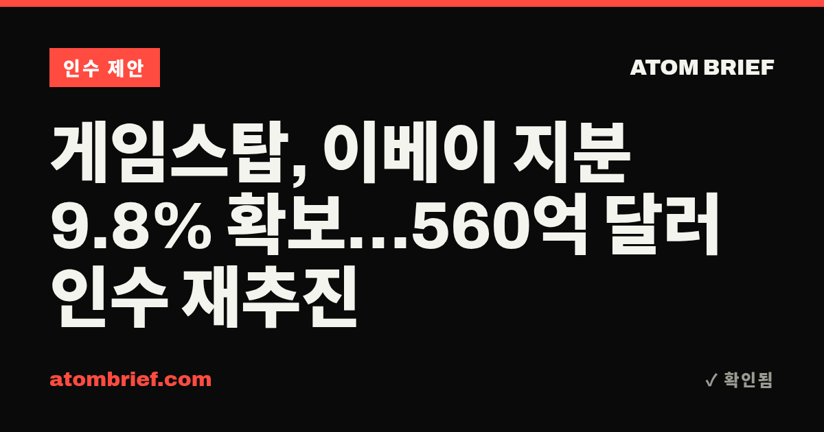 게임스탑, 이베이 지분 9.8% 확보…560억 달러 인수 재추진
