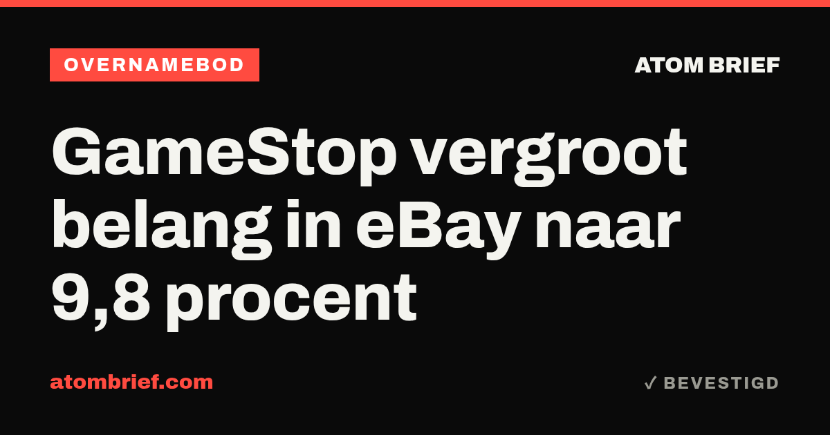 GameStop vergroot belang in eBay naar 9,8 procent