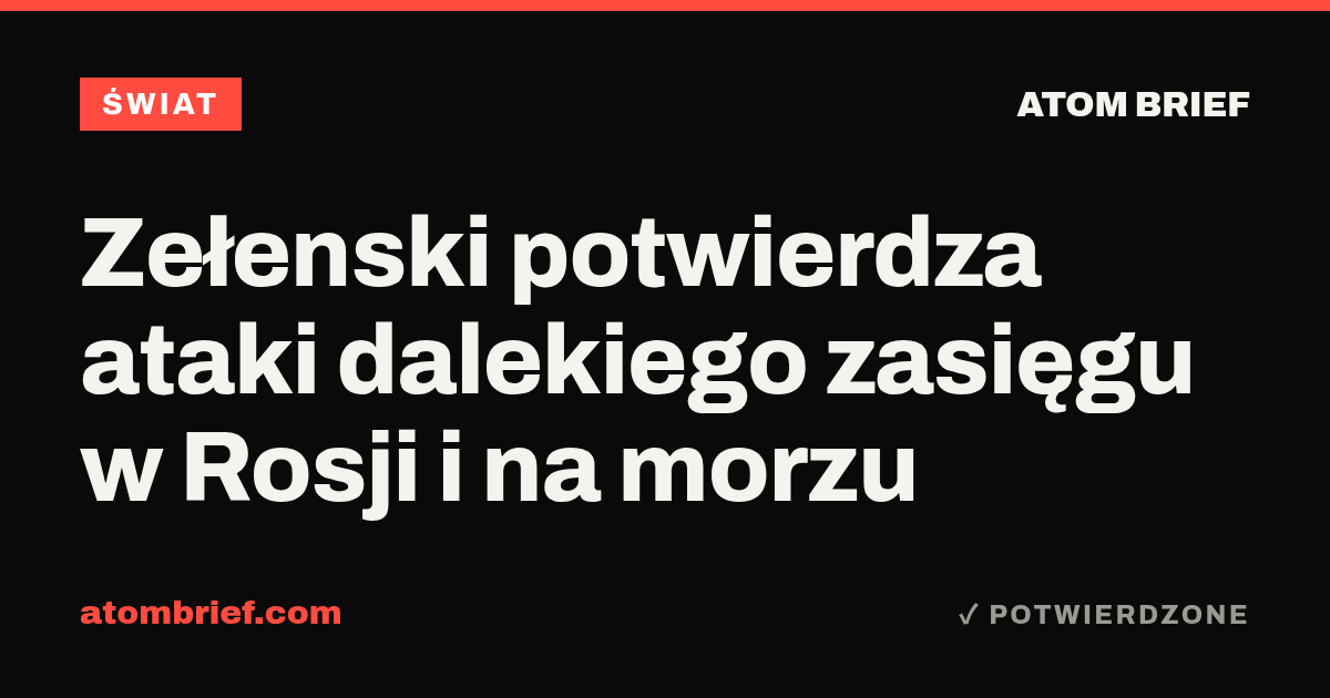 Zełenski potwierdza ataki dalekiego zasięgu w Rosji i na morzu