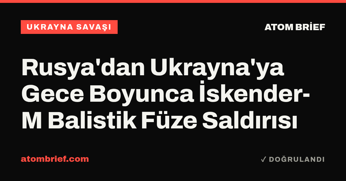 Rusya'dan Ukrayna'ya Gece Boyunca İskender-M Balistik Füze Saldırısı