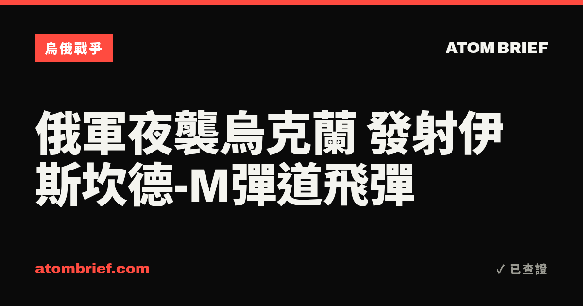 俄軍夜襲烏克蘭 發射伊斯坎德-M彈道飛彈