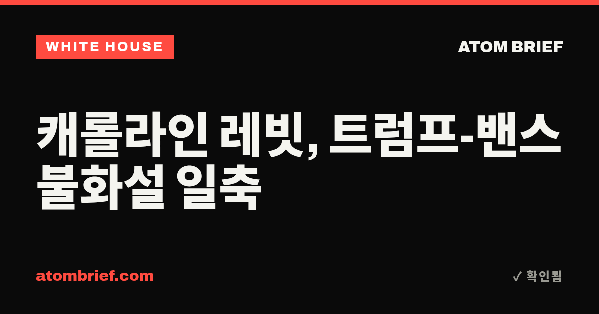 캐롤라인 레빗, 트럼프-밴스 불화설 일축