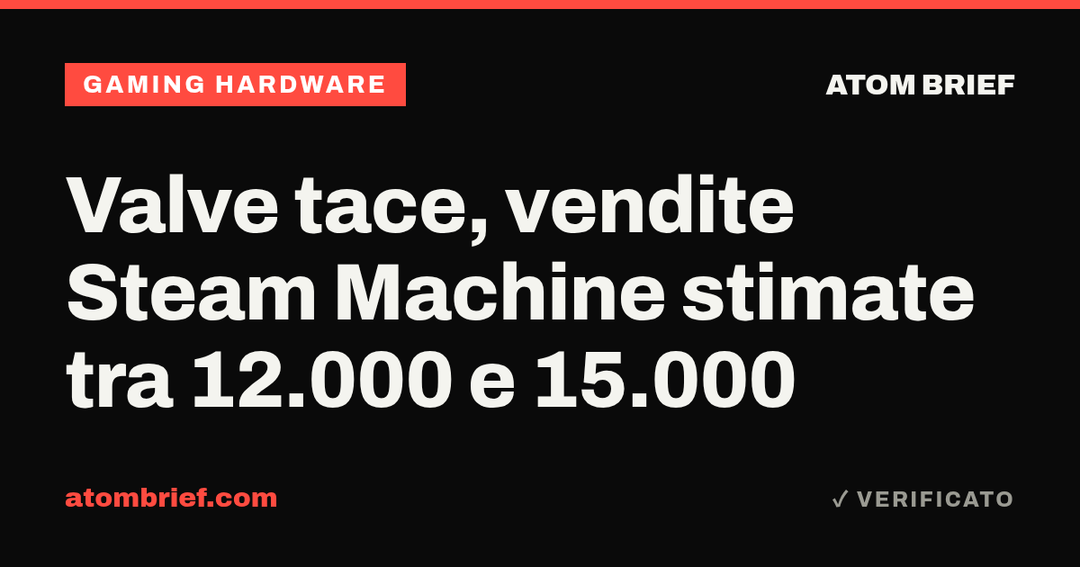 Valve tace, vendite Steam Machine stimate tra 12.000 e 15.000