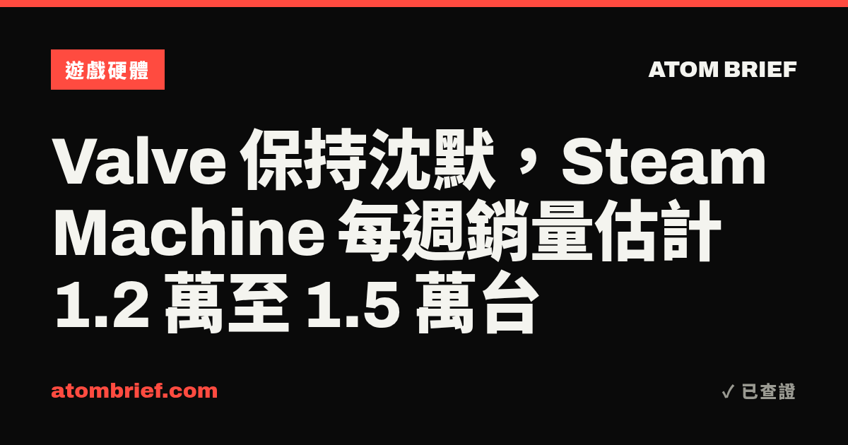 Valve 保持沈默，Steam Machine 每週銷量估計 1.2 萬至 1.5 萬台