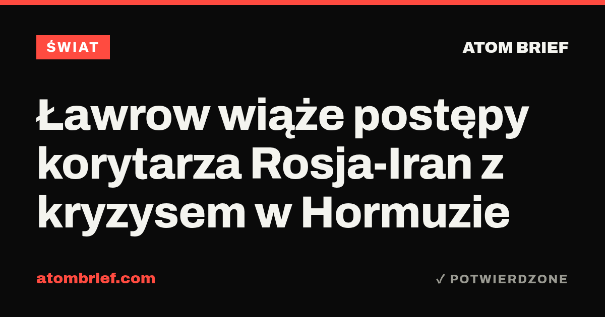 Ławrow wiąże postępy korytarza Rosja-Iran z kryzysem w Hormuzie