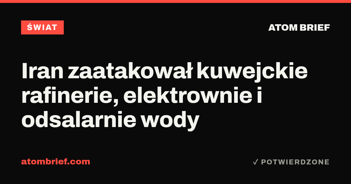 Iran zaatakował kuwejckie rafinerie, elektrownie i odsalarnie wody