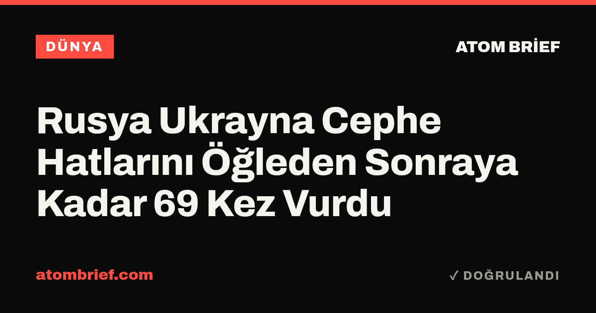 Rusya Ukrayna Cephe Hatlarını Öğleden Sonraya Kadar 69 Kez Vurdu