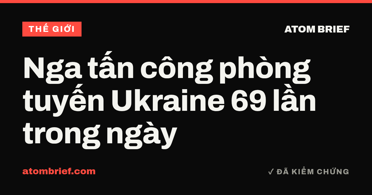 Nga tấn công phòng tuyến Ukraine 69 lần trong ngày