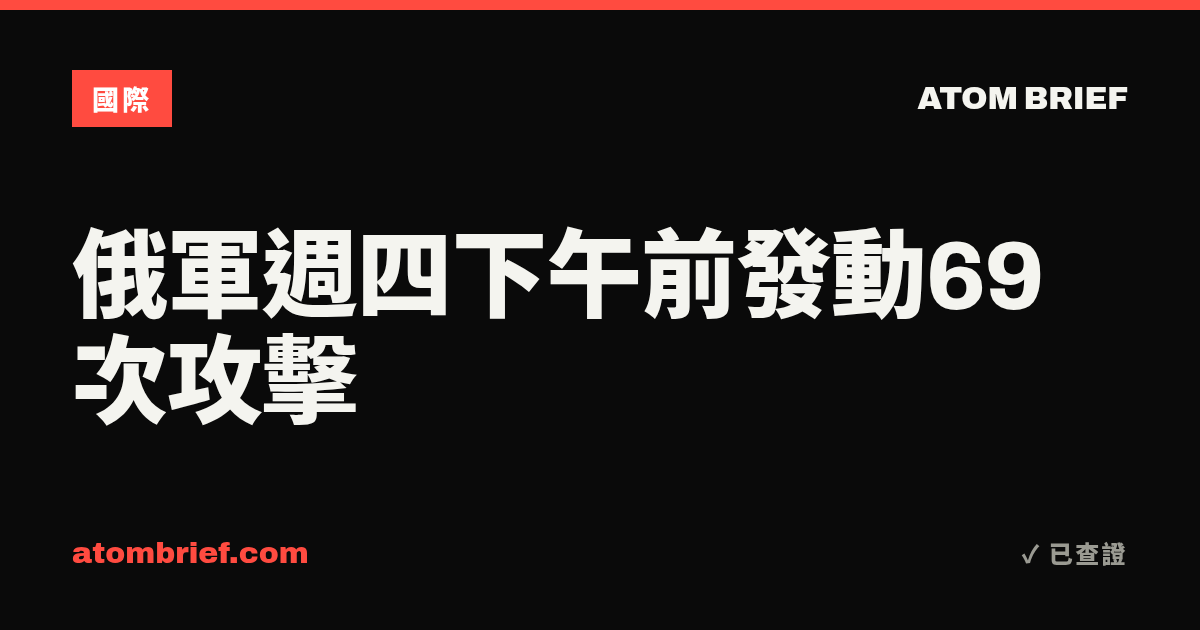 俄軍週四下午前發動69次攻擊