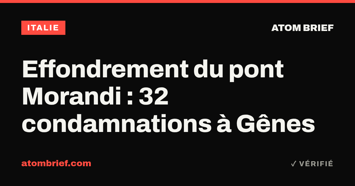 Effondrement du pont Morandi : 32 condamnations à Gênes
