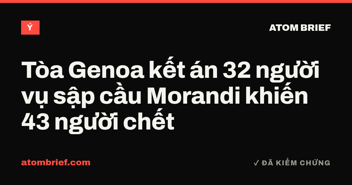 Tòa Genoa kết án 32 người vụ sập cầu Morandi khiến 43 người chết