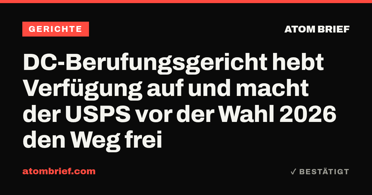 DC-Berufungsgericht hebt Verfügung auf und macht der USPS vor der Wahl 2026 den Weg frei